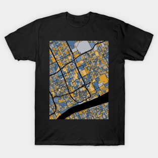 Detroit Map Pattern in Blue & Gold T-Shirt